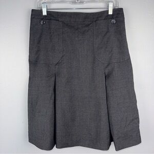 Brooks Brothers Tollegno 1900 Skirt Women 12 Petite Gray 100% Wool Lined Pleated